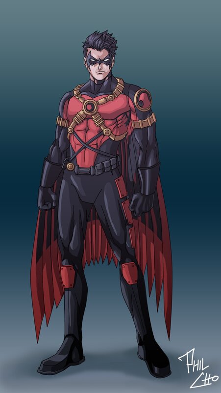 Superhero in Red and Black Suit — Dramatic, Digital Art