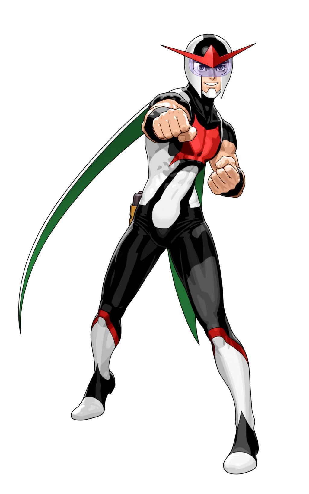 Superhero in red and black suit