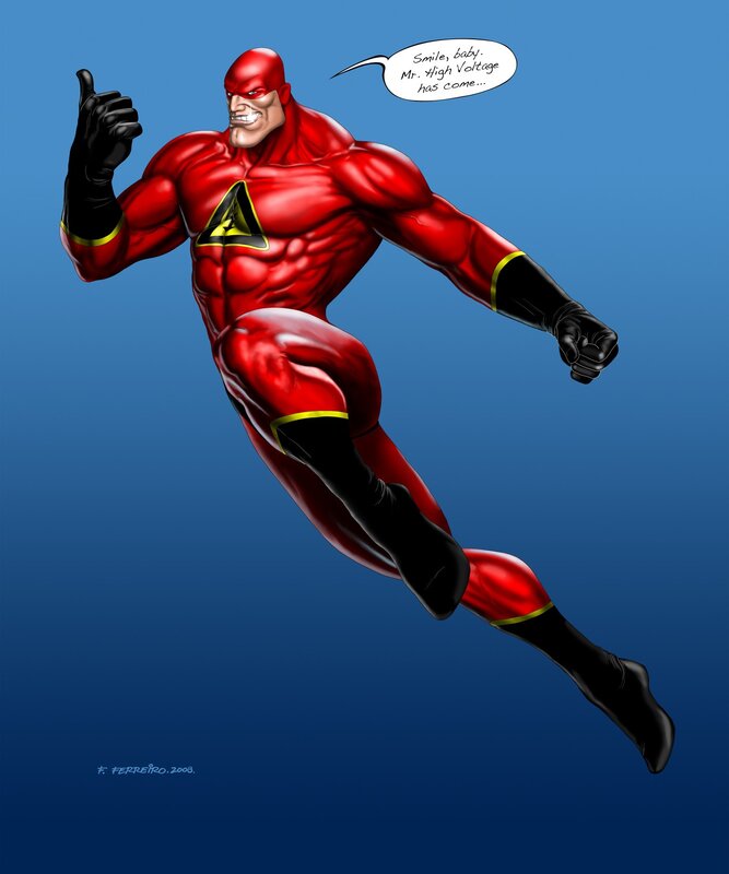 Superhero in red suit