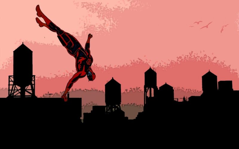 Superhero in Red Suit — Dramatic, Sunset