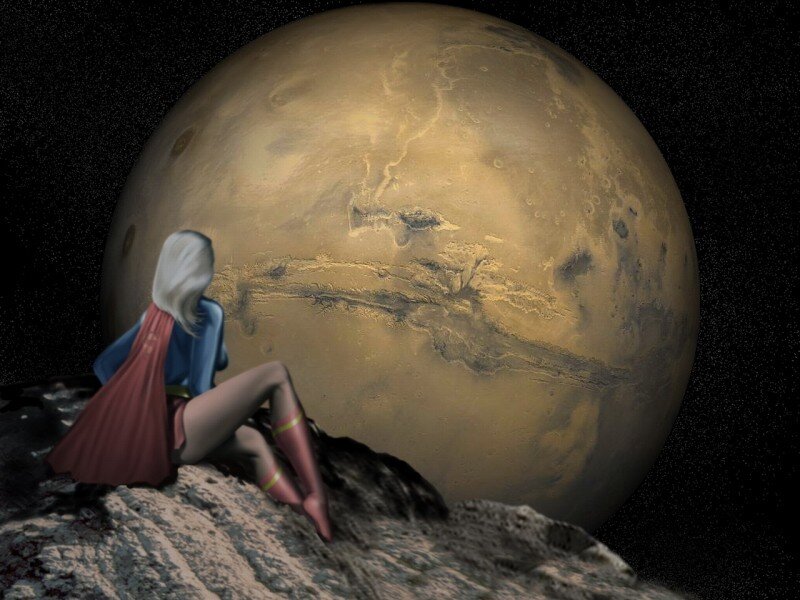 Superhero on alien moon