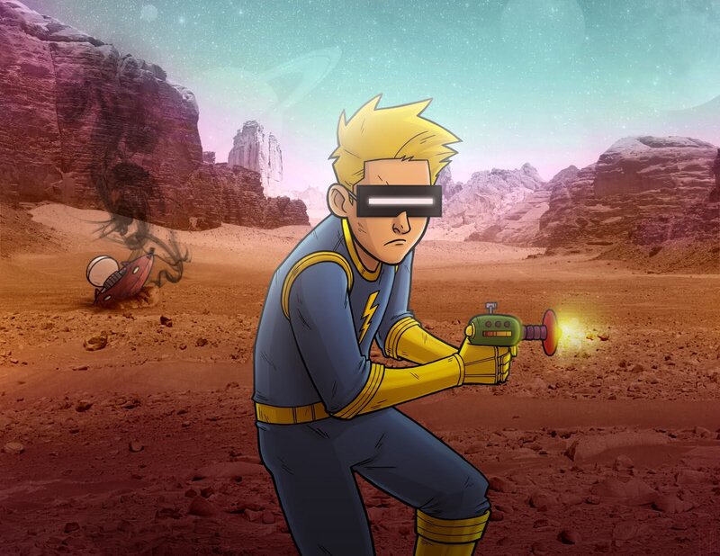 superhero on alien planet