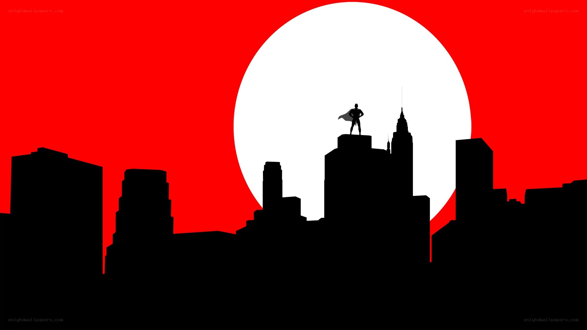 superhero on city skyline