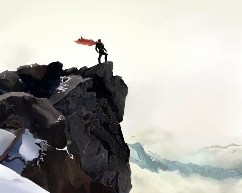 Superhero on Mountain Peak — Black