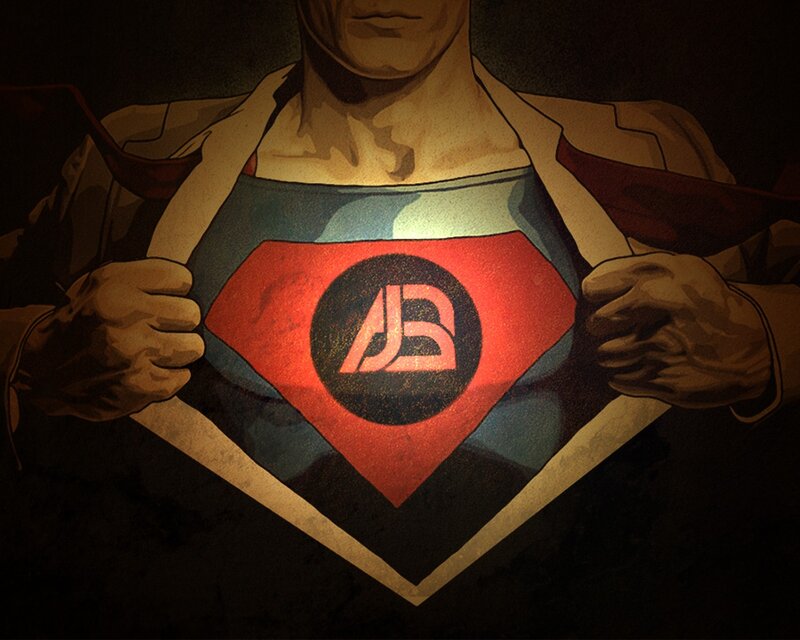 superhero revealing logo