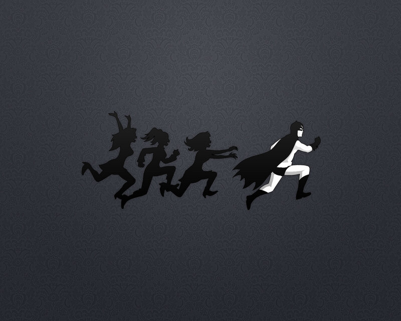 Superhero Running with Silhouettes