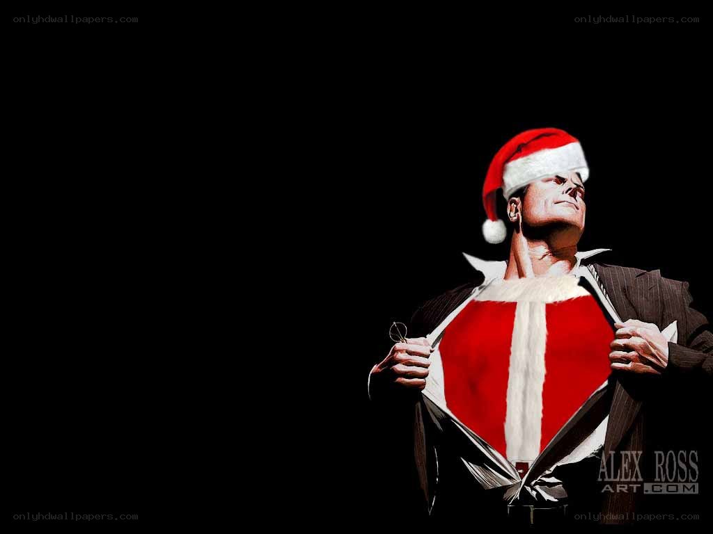superhero Santa revealing costume