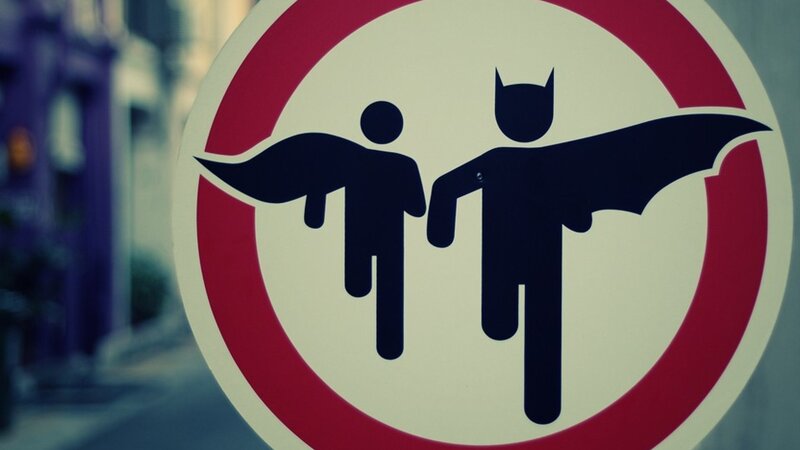 Superhero Sign on Street