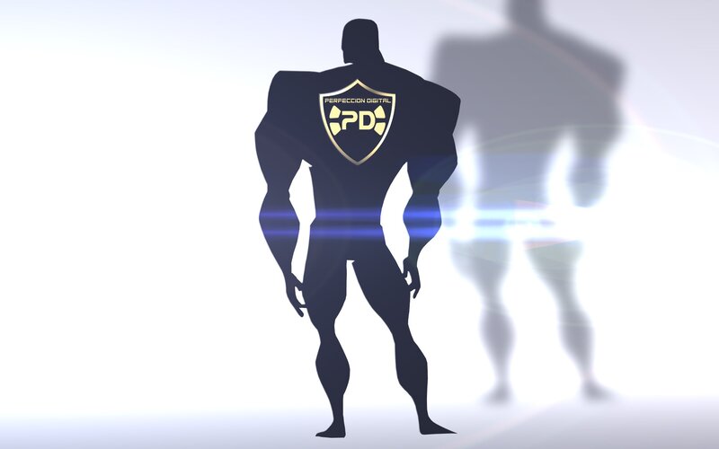superhero silhouette with logo