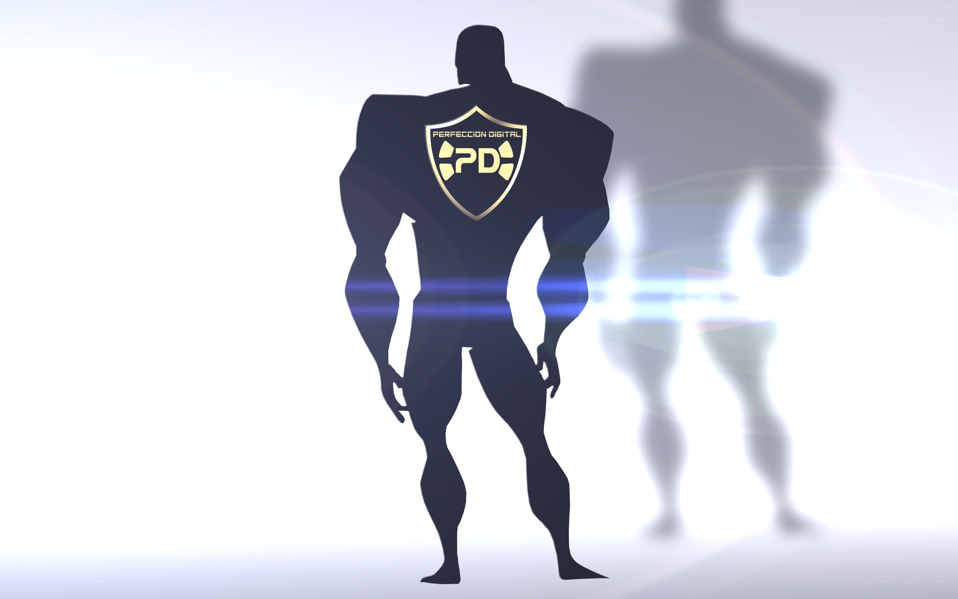 superhero silhouette with logo