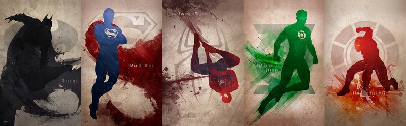 Superhero silhouettes art