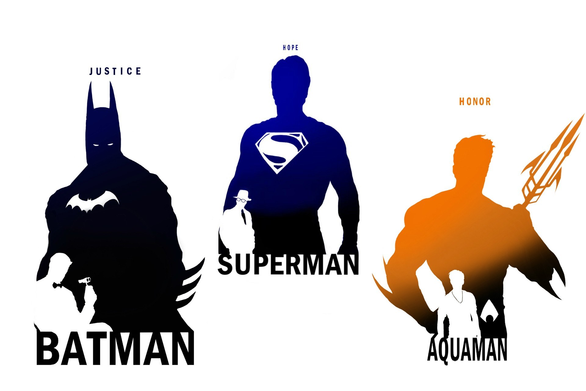 Superhero silhouettes with themes