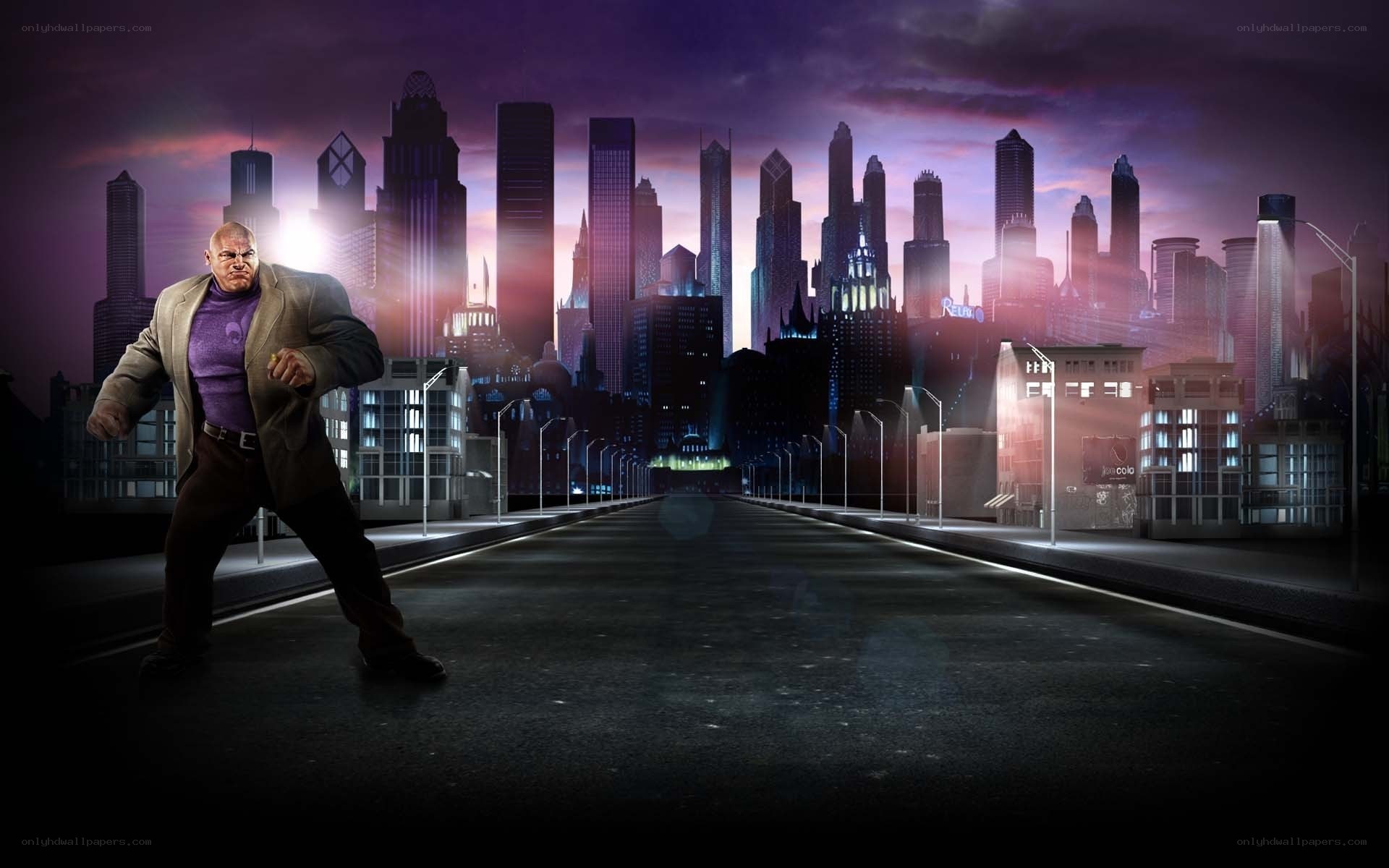 Superhero stands in city