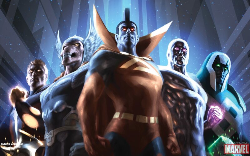 Superhero Team Group — Blue, Dramatic, Digital Art