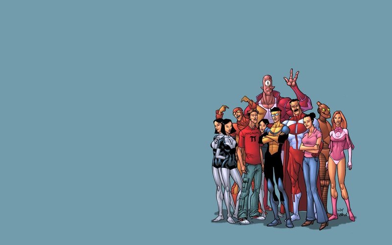 superhero team group portrait