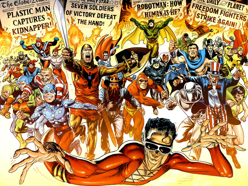 Superhero team in action