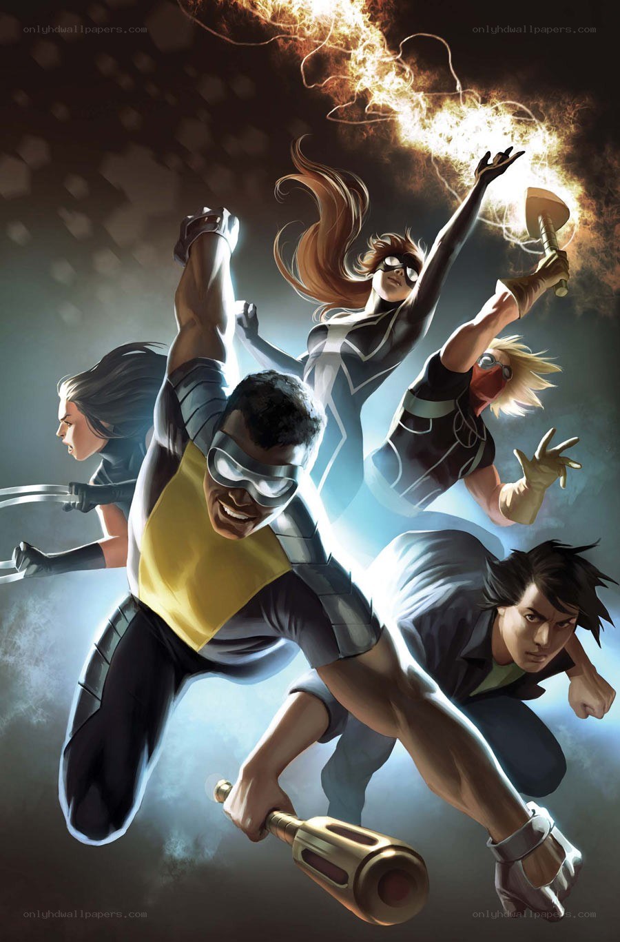 superhero team in action