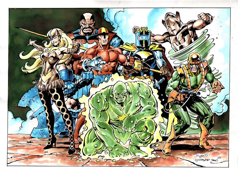 Superhero Team in Action — Green