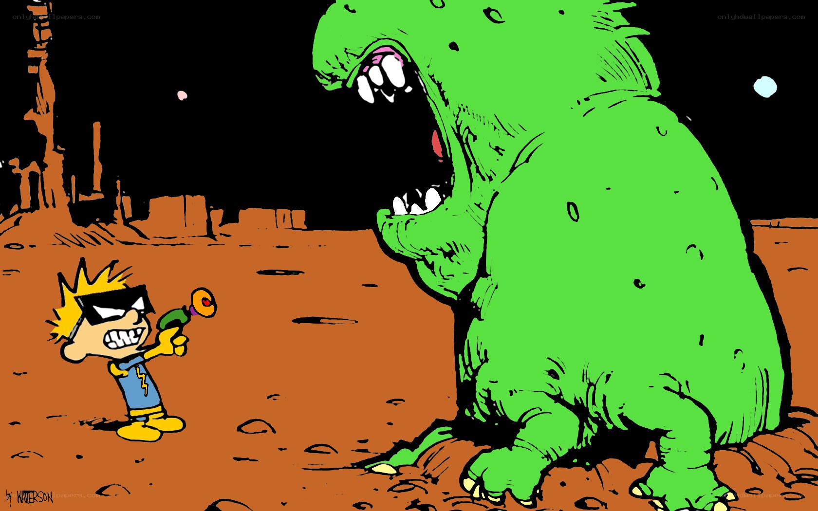 Superhero vs giant monster
