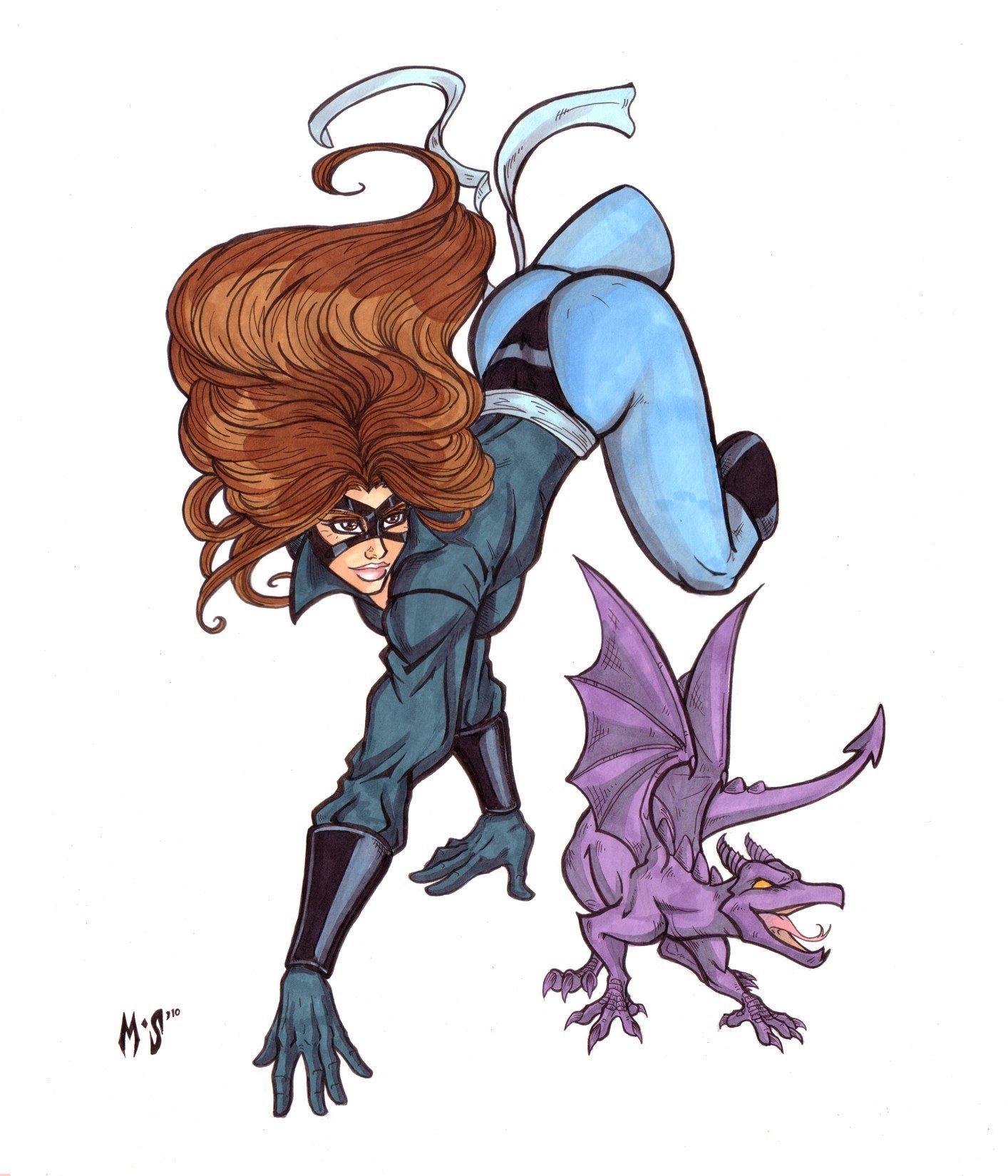 superhero with dragon companion