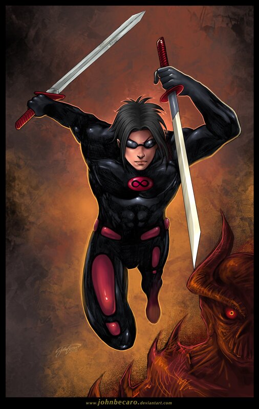 superhero with dual swords