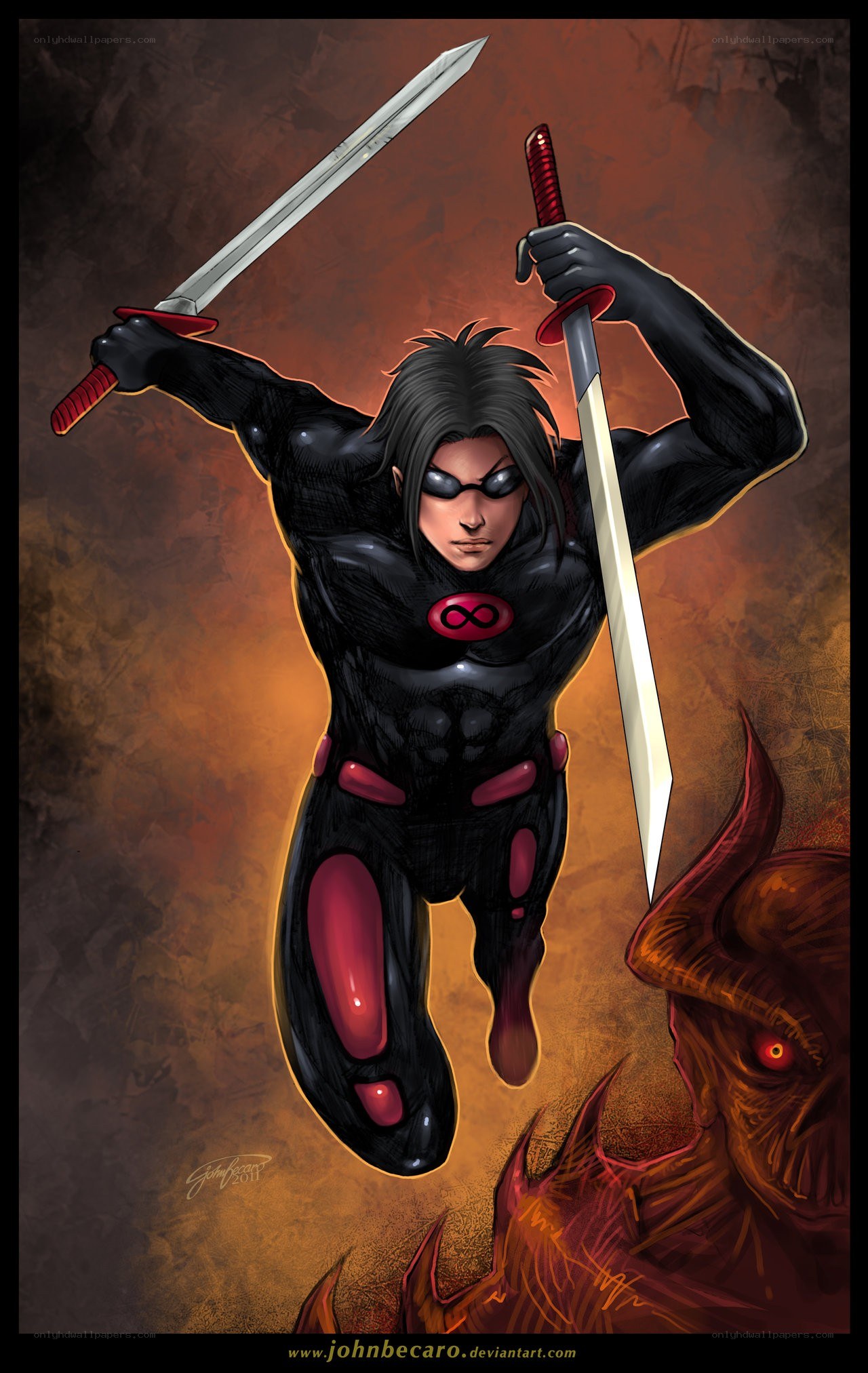 superhero with dual swords