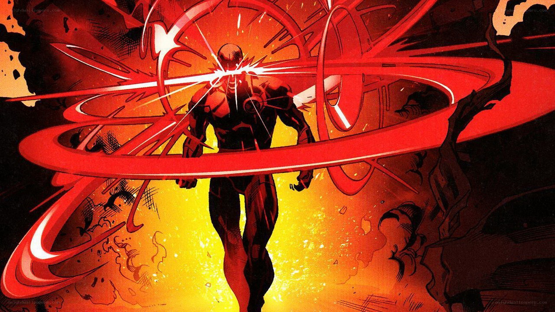 superhero with energy rings