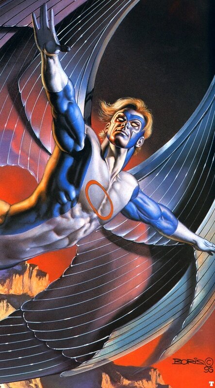 Superhero with mechanical wings