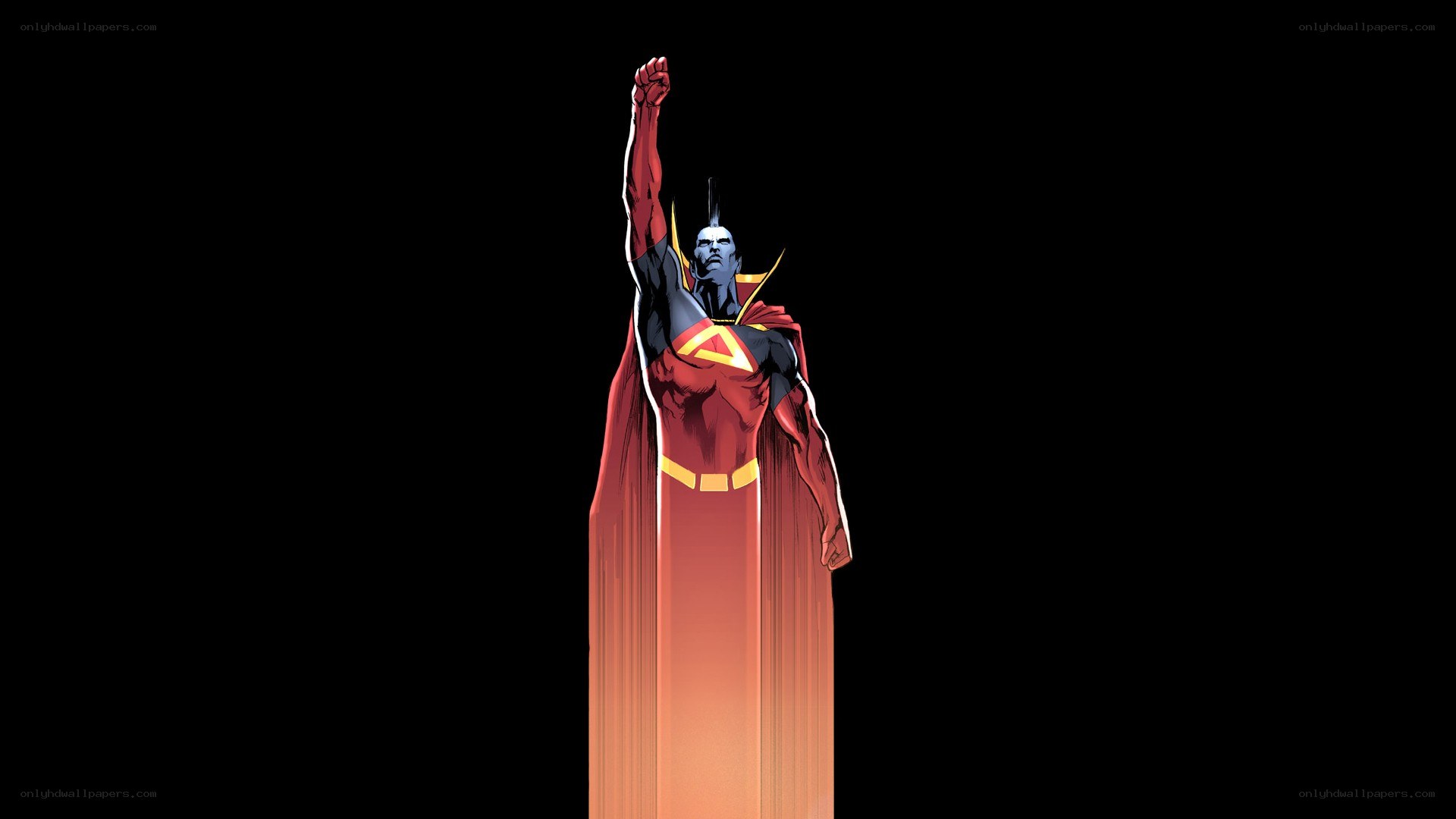 superhero with raised fist