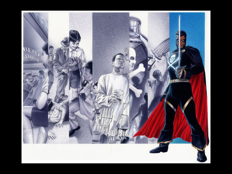 Superhero with Red Cape — Black
