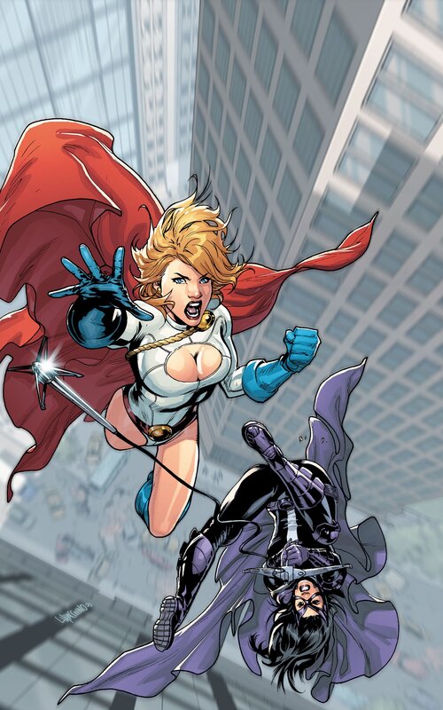 Superhero Woman Fighting Villain