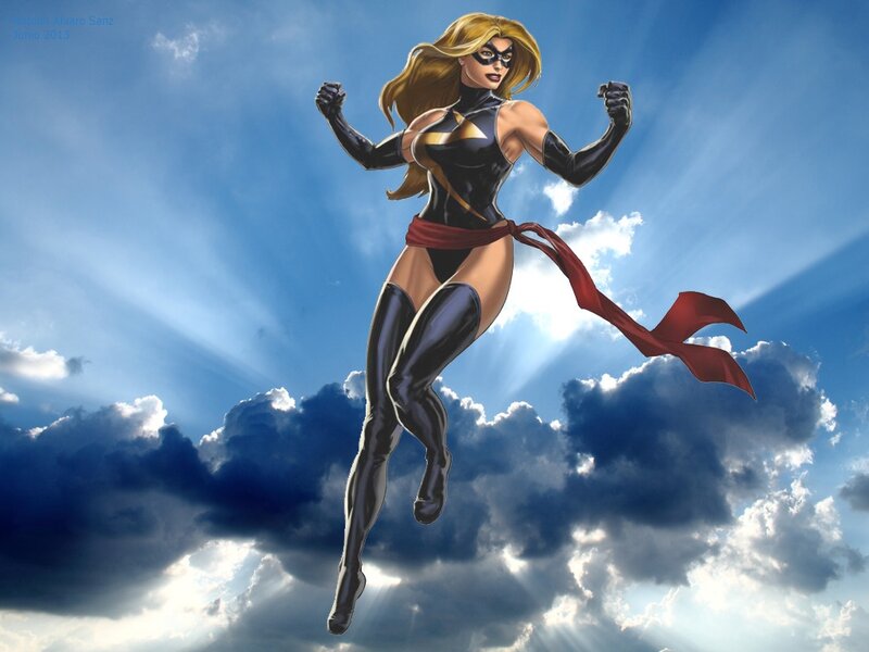 Superhero Woman Flying — Blue, Dramatic, Afternoon, Digital Art