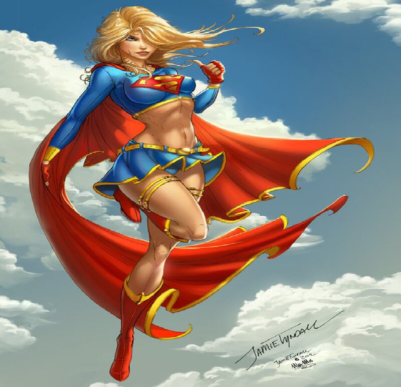 Superhero Woman Flying — Red, Dynamic