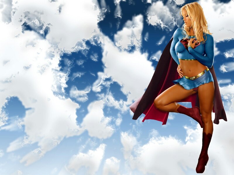 Superhero woman in flight