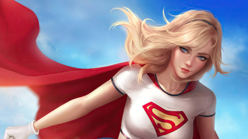 Superhero Woman in Flight — Red, Dynamic