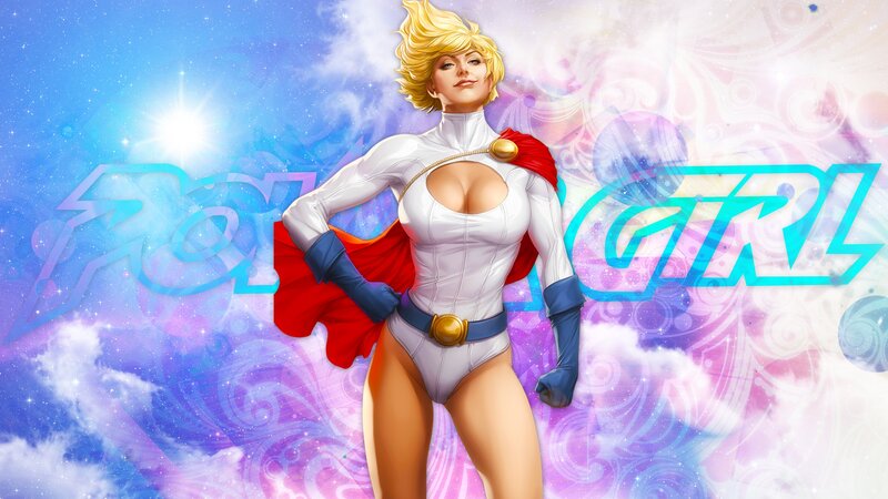 Superhero Woman in White Suit — Blue