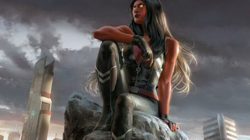 superhero woman on a rock