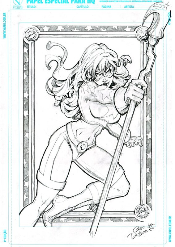 Superhero woman with staff