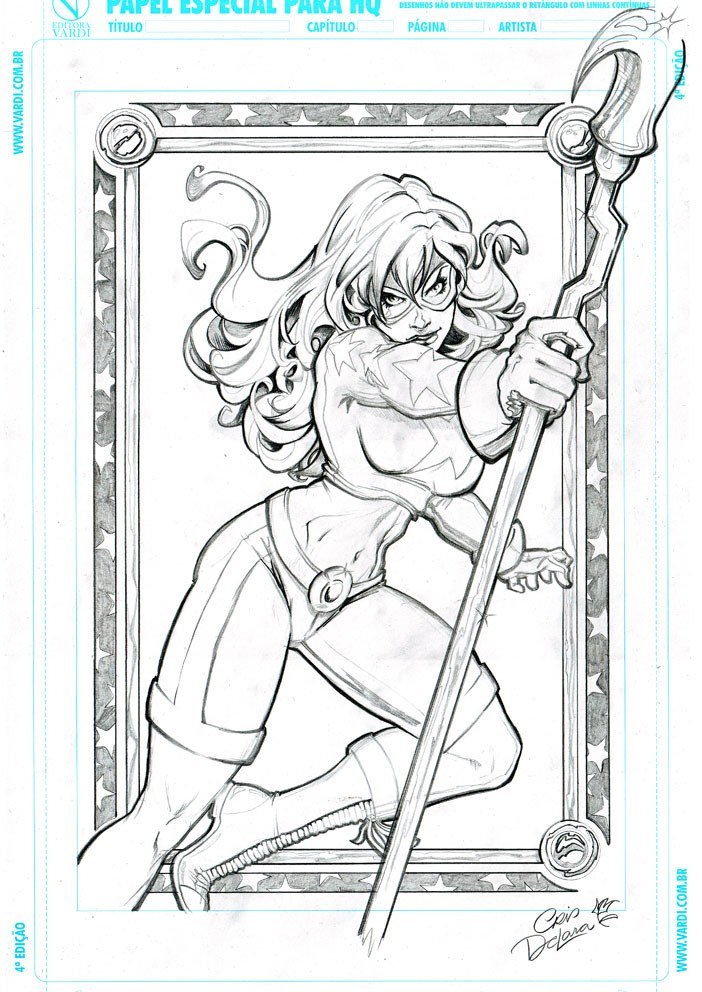 Superhero woman with staff