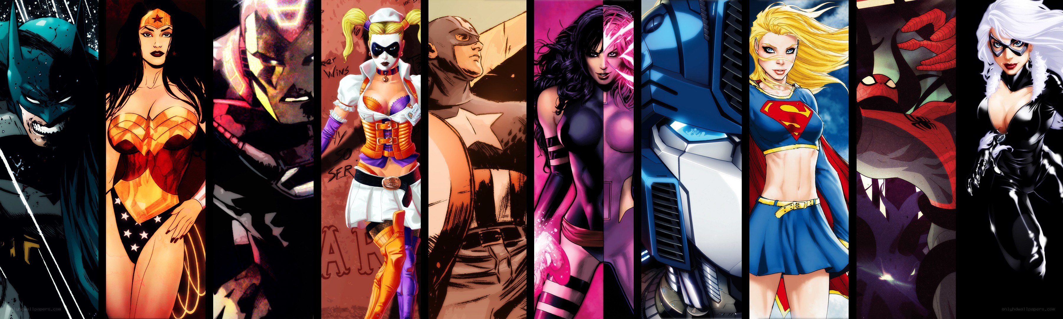 Superheroes and villains collage