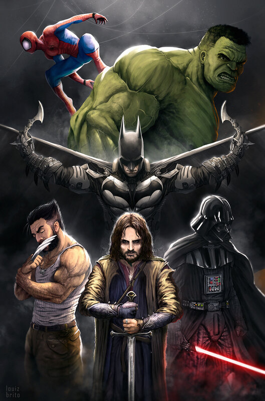 Superheroes and Villains — Green, Dramatic, Digital Art