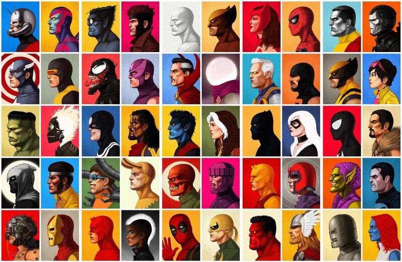 Superheroes and Villains — Red, Dramatic, Illustration