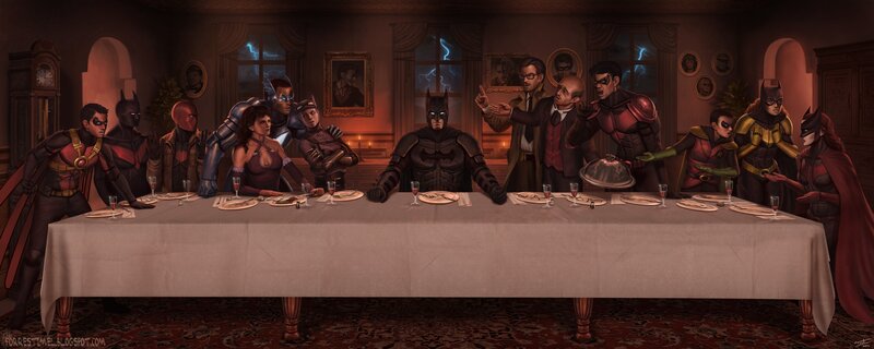 Superheroes at Dinner Table