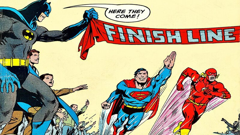 Superheroes at Finish Line