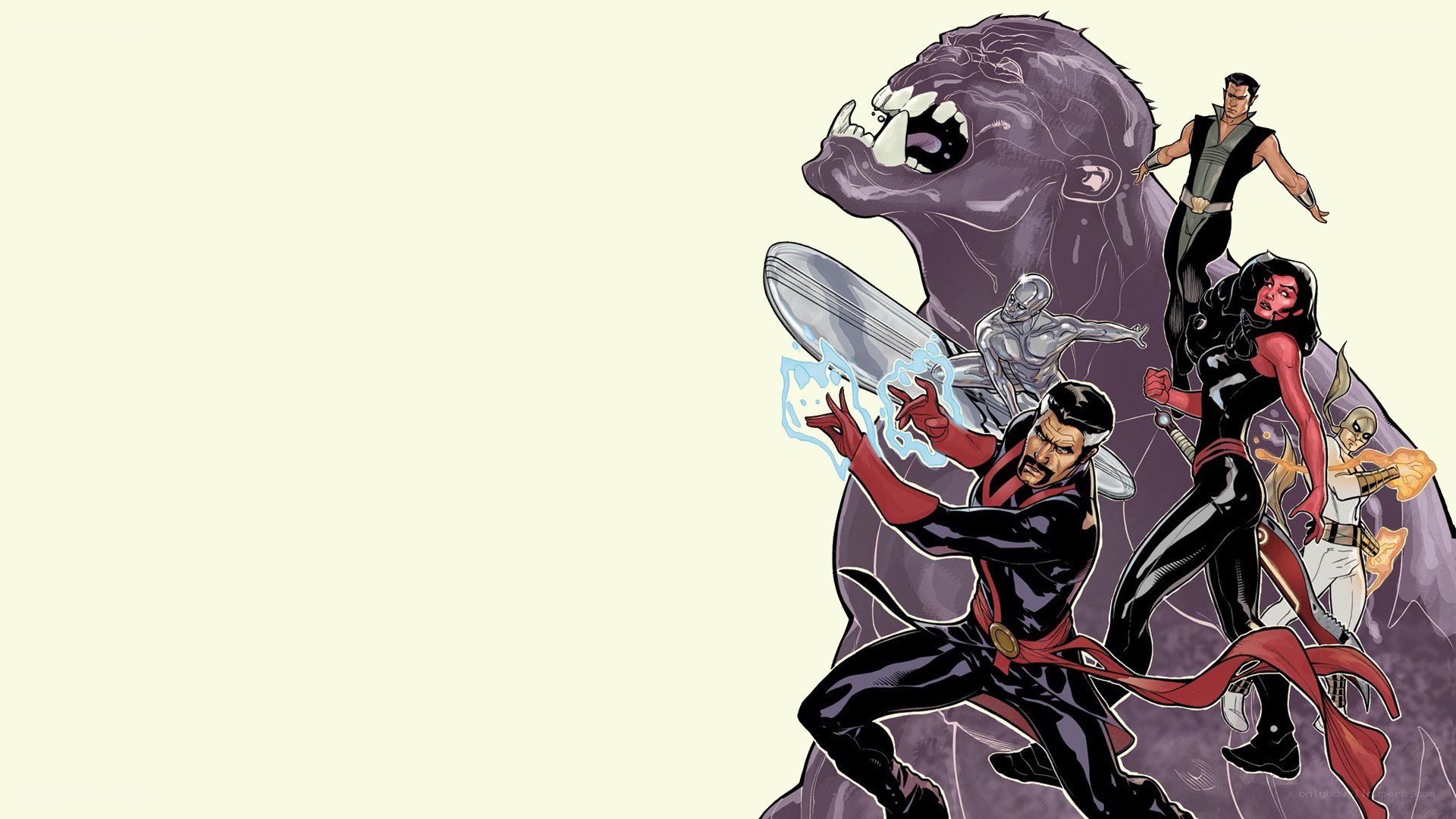 superheroes fighting monster