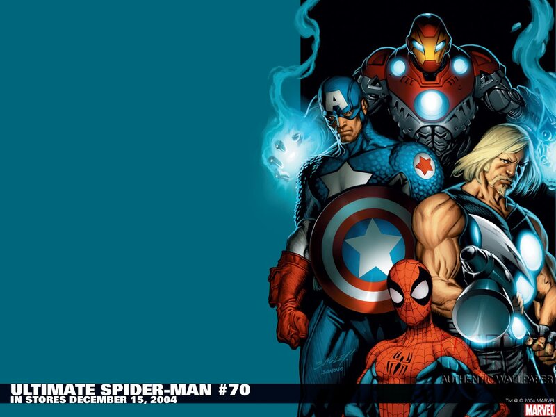 Superheroes Group Portrait — Blue, Dramatic, Comic, Captain America