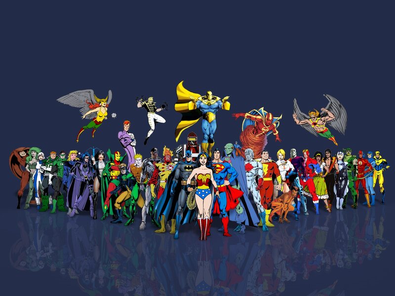 Superheroes Group Portrait — Blue, Dramatic