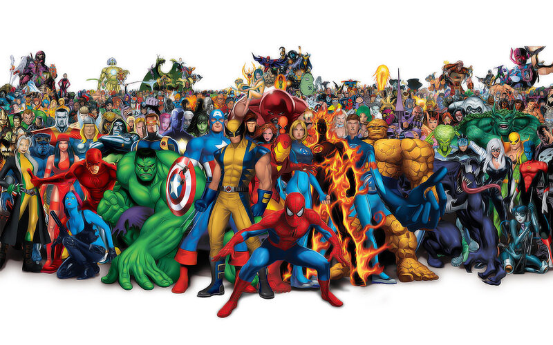 Superheroes Group Portrait — Red, Energetic