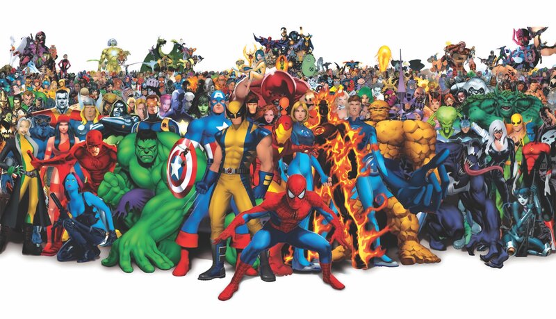 Superheroes Group Portrait — Red, Heroic, Comic, Captain America