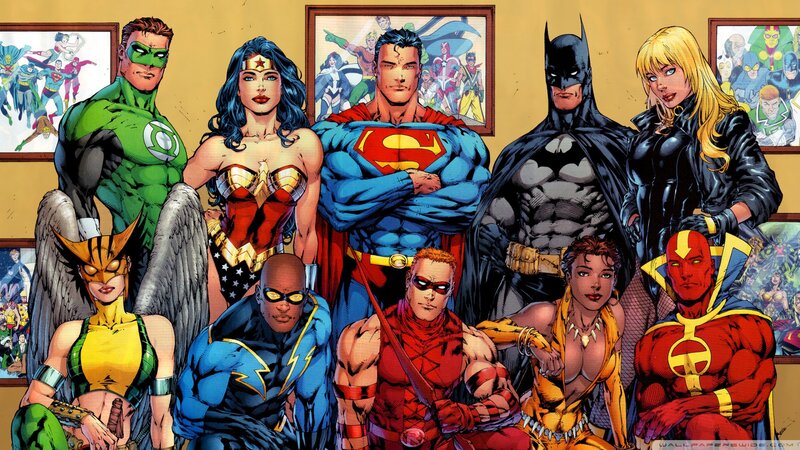 Superheroes Group Portrait — Yellow, Heroic, Comic